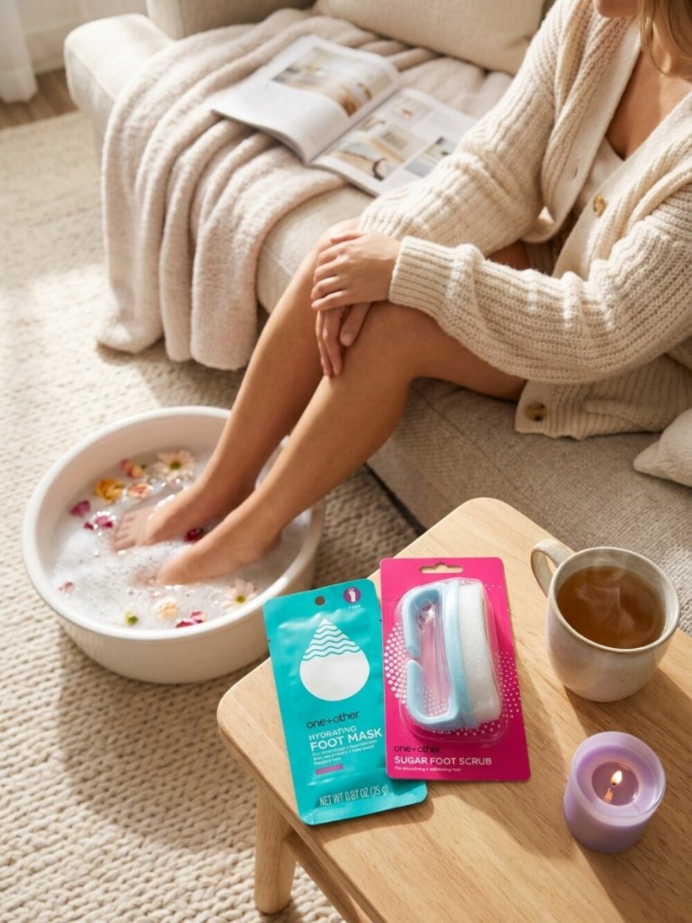 one+other Foot Spa Set | Hydrating Foot Mask & Sugar Foot Scrub NWT